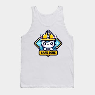 Kawaii unicorn in hardhat safe zone Tank Top